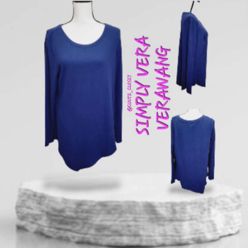 SIMPLY VERA VERAWANG Assymetrical long sleeves Seam Top